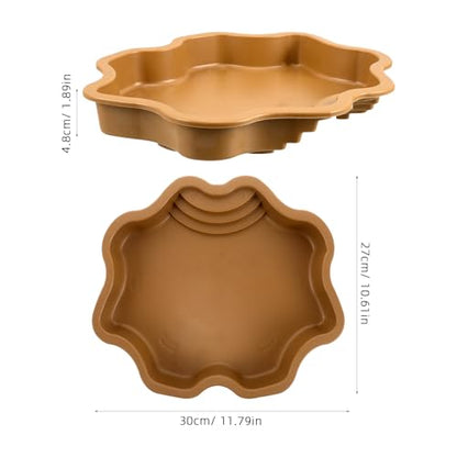 Artibetter Reptile Food Bowl and Turtle Soaking Tray Plastic Basin with Ramp for Amphibians and Lizards Brown Yellow Pet Bathing Pool for Turtle and Gecko Habitat