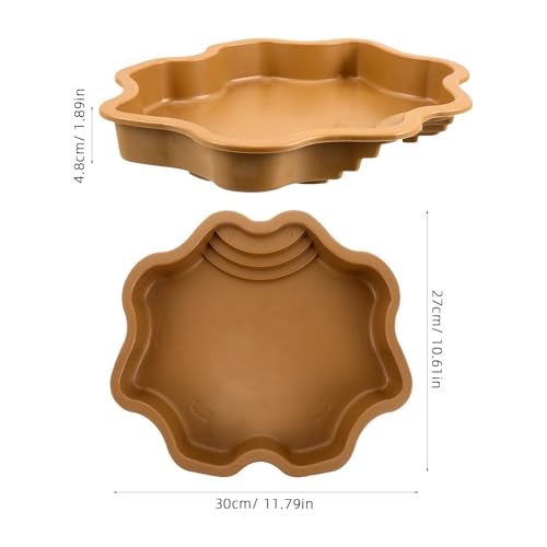 KALLORY Turtle Bathing Pool and Reptile Food Dish Brown Yellow Soaking Tray for Aquatic Lizards and Turtles Semi-Water Basin Suitable for Terrarium Use