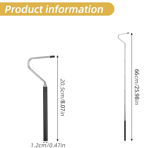 Mabor Snake Hook, 8-26 Inch Stainless Steel Extensible Retractable Grappling Hook, Pick-Up Handling Tool Pool Skimmer Basket Hooks - size: 8.07 - 25.98 inches