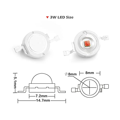 CHANZON 10 pcs High Power Led Chip 3W Deep Red Plant Grow Light | (650nm -660nm / 400mA - 500mA / DC 2V - 2.2V / 3 Watt) SMD COB Emitter Diode Components for DIY Hydroponic Flower Growing - color: O) Deep Red (660nm)