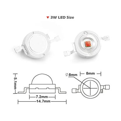CHANZON 10 pcs High Power Led Chip 3W Deep Red Plant Grow Light | (650nm -660nm / 400mA - 500mA / DC 2V - 2.2V / 3 Watt) SMD COB Emitter Diode Components for DIY Hydroponic Flower Growing - color: O) Deep Red (660nm)
