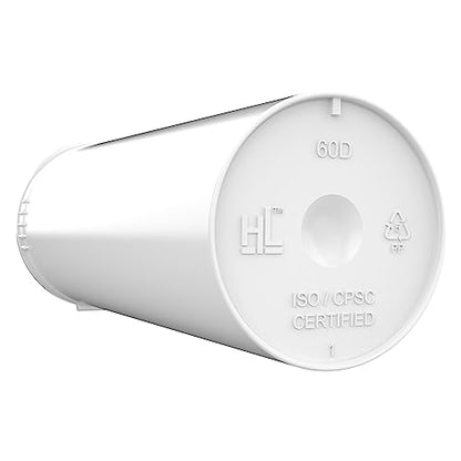 60 Dram CR Plastic Packaging Pop Top Containers - Child Resistant Travel Holder Vial Bottles - 75 qty (White) - color: White