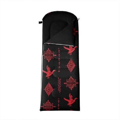 Erosebridal Sugar Skull Sleeping Bag for Kids Southwestern Aztec Western Camping Blanket for Hiking Travel Hunting Sleep Bag - color: Black Red 22