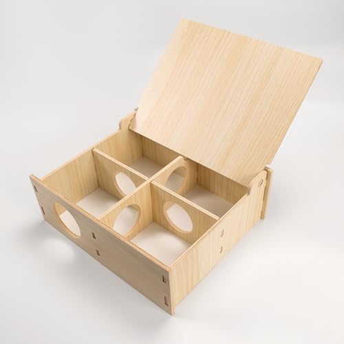 Multi-Chamber Wooden Hamster Hideout & Tunnel - Durable, Ventilated Natural Wood Cage Accessories for Dwarf, Syrian Hamsters and Small Pets