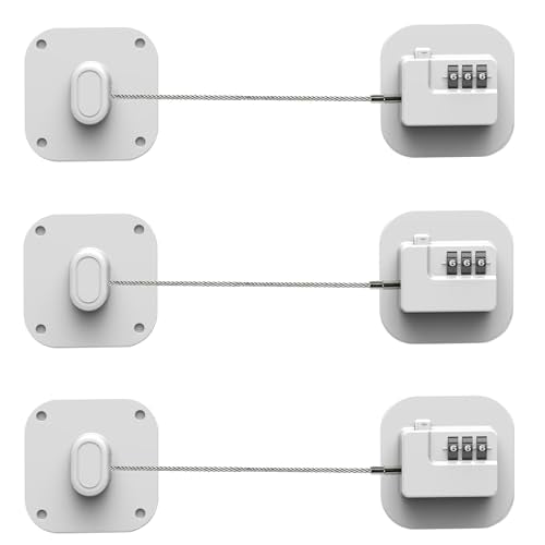 Refrigerator Lock, Combination Lock for Refrigerator Cabinets, Drawers, Heavy Duty Fridge Lock, Easy Install No Keys Needed, (White-3Pack) - color: White-3Pack