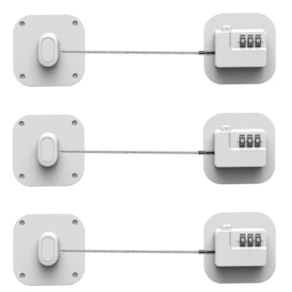 Refrigerator Lock, Combination Lock for Refrigerator Cabinets, Drawers, Heavy Duty Fridge Lock, Easy Install No Keys Needed, (White-3Pack) - color: White-3Pack