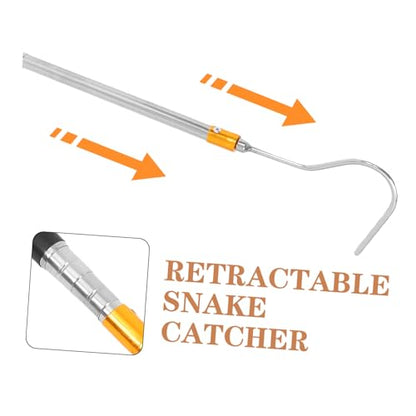 Kisangel 1.5m Telescopic Snake Catcher Tool Adjustable Stainless Steel Hook for Safe Handling of Snakes and Reptiles Portable Retractable Design for Versatile Use