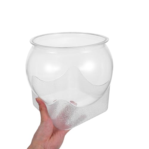 Amosfun Desktop Ecosystem Fish Bowl Aquarium Tank Plastic Tabletop Goldfish Bowl Sturdy Shatterproof Large Size for Home and Office Terrarium Container