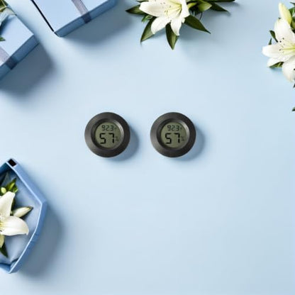 SECFOU 7pcs Mini Digital Thermometer Hygrometer for Terrarium, Compact Portable Plastic Temperature and Humidity Gauge for Indoor Home Use