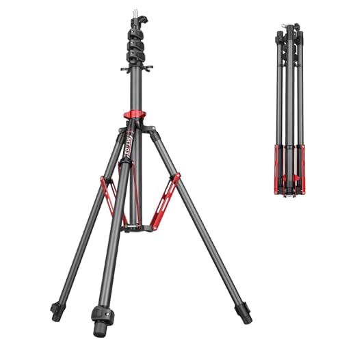 FreeSea MT-03C Carbon Fiber Tripod, Adjustable Heavy Duty Light Stand | 106" Tall Tripod with Flip-Lock & Gas Spring, Professional Studio Light Stand, Supports Boom Arm, Large Softbox, Flash