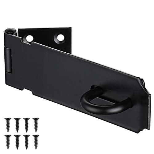 JQK Door Hasp Latch Lock, 5 Inch 304 Stainless Steel Safety Packlock Clasp Thickness 1.9 mm, Matte Black, DL130-PB - size: 5Inch-Black