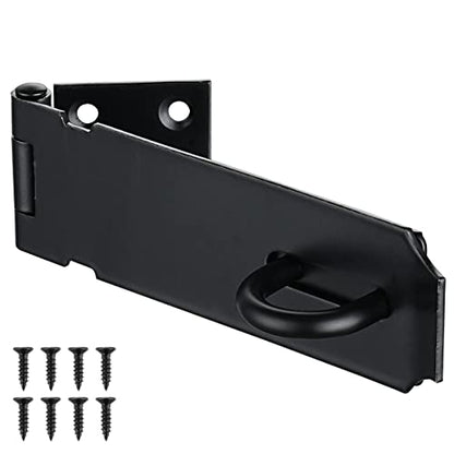 JQK Door Hasp Latch Lock, 5 Inch 304 Stainless Steel Safety Packlock Clasp Thickness 1.9 mm, Matte Black, DL130-PB - size: 5Inch-Black