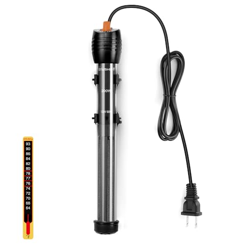 Orlushy Submersible Aquarium Heater, Adjustable Fish Tahk Heater with Free Thermometer Suitable for Marine Saltwater and Freshwater - size: C200