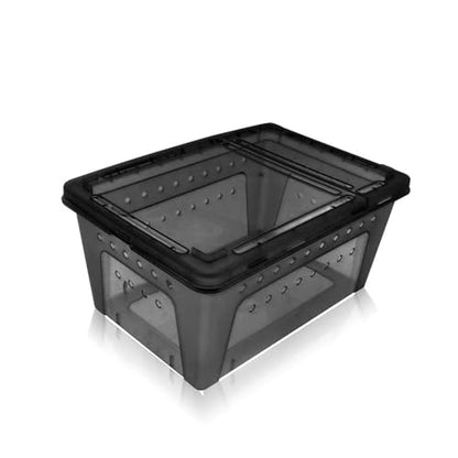 OMEM Portable Reptile Terrarium Habitat for Mini Pet Houses Breathable Holes Stackable Container (Black-M) - size: 1PCS-Black-M