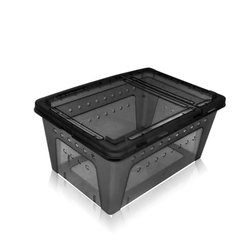 OMEM Portable Reptile Terrarium Habitat for Mini Pet Houses Breathable Holes Stackable Container (Black-M) - size: 1PCS-Black-M