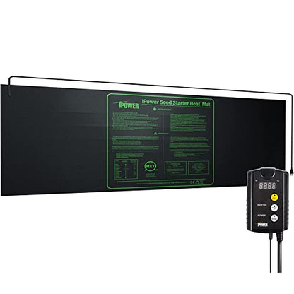 iPower GLHTMTCTRLHTMTL 48" x 20" Warm Hydroponic Seedling Heat Mat and Digital Thermostat Control Combo Set for Plant Germination, Black - size: 48" x 20", style: with Controller