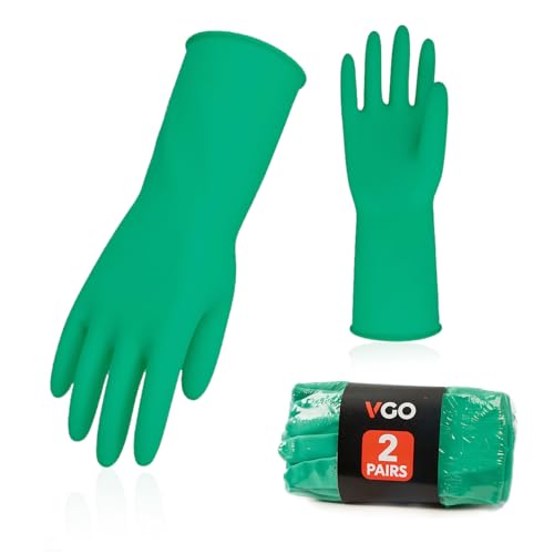 Vgo... Latex Reusable Household Gloves,Cleaning Gloves,Long Cuff (HH4601,L) | green,extra Thickness,kitchen,dishwashing,household,painting,gardening,pet care,car washing,bathroom,hair dyeing,laundry - color: Green, size: Large
