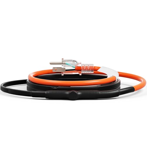 VEVOR Self-Regulating Pipe Heating Cable, 3FT 5W/FT Heat Tape for Pipes Freeze Protection, Water Pipe Heat Cable with Built-in Thermostat Protects PVC Hose, Metal and Plastic Pipe from Freezing - size: 3FT