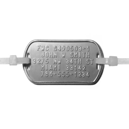 Personalized FWC Crab Trap Tags - Five Serialized Rust Proof ID Tags