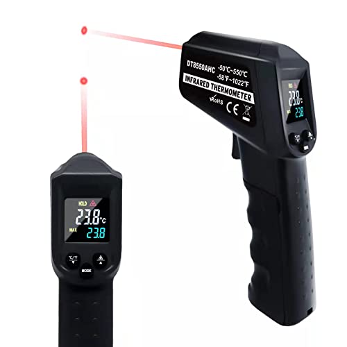 Infrared Thermometer Temperature Gun -58℉~ 1022℉ (-50℃ ~ 550℃) Non-Contact Instant-Read Digital Laser Infrared Ir Thermometer with Color Screen (Black) - color: Black