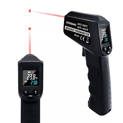Infrared Thermometer Temperature Gun -58℉~ 1022℉ (-50℃ ~ 550℃) Non-Contact Instant-Read Digital Laser Infrared Ir Thermometer with Color Screen (Black) - color: Black
