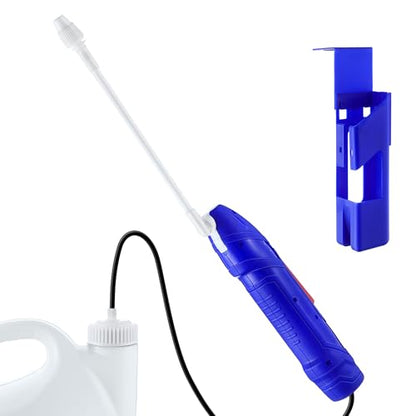 Qualirey Battery Powered Sprayer Wand, 38mm Cap for 1 Gallon Jugs | Electric Spray Nozzle with Hose and Holster, for Weed Killer, Pest Control and Garden Treatments - color: Blue