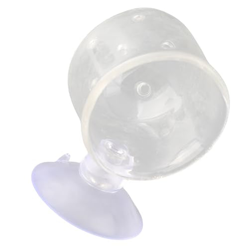 Aquarium Red Worms Feeder Live Insect Container Strong Suction Cup Feed for Small Tropical Fish (Perforated Glass Cup (Nematode Friendly))