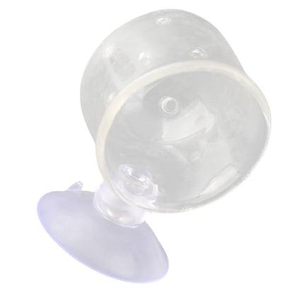 Aquarium Red Worms Feeder Live Insect Container Strong Suction Cup Feed for Small Tropical Fish (Perforated Glass Cup (Nematode Friendly))