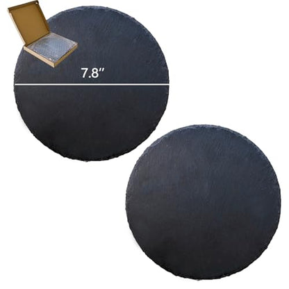 Reptile Basking Platform 2PCS 7.8IN Turtle Rock Slate Plate Feeding Plate Food Bowl Dish Tortoise Bathing Resting Terrace for Lizard Bearded Dragon Chameleon Gecko Snake Frog Newt - size: 7.8inch(2pcs)