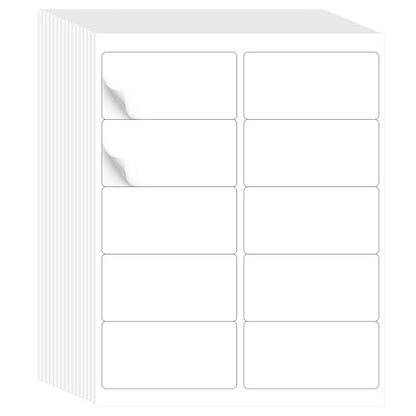 L LIKED 2"x4" Printable White Label Stickers 1000 Labels 100 Sheets | Matte, permanent adhesive, laser/inkjet compatible, 10 per sheet, for shipping, address, product & barcode labels - size: 100 Sheets