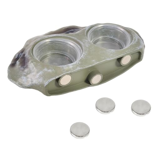 Tfwadmx Magnetic Reptile Feeder Ledge, Gecko Feeder Ledge with 4 Cups Reptile Feeding Bowl Terrarium Accessories for Geckos Lizards Chameleons Frog (White) - color: White