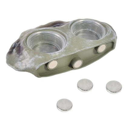Tfwadmx Magnetic Reptile Feeder Ledge, Gecko Feeder Ledge with 4 Cups Reptile Feeding Bowl Terrarium Accessories for Geckos Lizards Chameleons Frog (White) - color: White