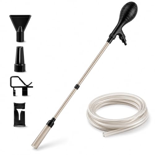 Small Fish Aquarium Gravel Cleaner Kit - Manual 80GPH Strong Suction Gravel Vacuum for Aquarium, Water Changer, Sand Washer, Glass Cleaner & Waste Remover for 5-80 Gallon Tanks, 200cm Hose