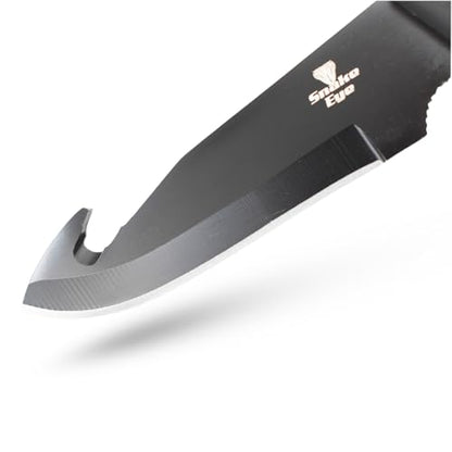Snake Eye Tactical Heavy Duty 3PC Hunting & Camping Set – Full Tang Camping Axe, 9.5" Fixed Blade Gut Hook Knife, Sharpening Rod, and Heavy Duty Nylon Combo Sheath Included (Black) - color: Black