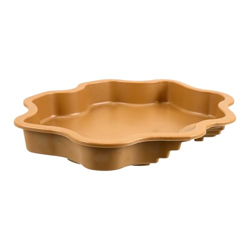 KOMBIUDA Turtle and Gecko Feeding Bowl Reptile Soaking Tray Bathing Pool Water Dish for Amphibians and Lizards, Brown-Yellow Plastic Habitat Accessory for Turtle and Reptile Terrariums
