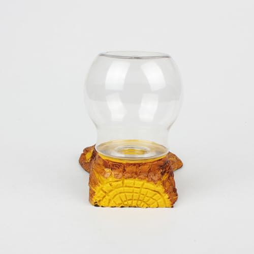 HEMOTON Automatic Reptile Water Feeder with Smooth Surface Resin Bowl, Wood Texture Design, Tasteless Material, for Lizards and Tortoises in Terrarium Water Drinking Fountain