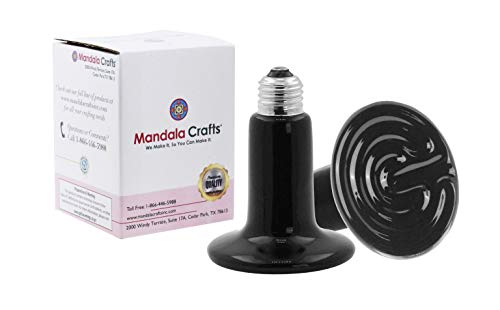 Mandala Crafts 2 Black 100W No Light Ceramic Heat Emitter Che Lamp Bulbs | E26 Socket, Safe Around Water, No Noise, Infrared, for Reptile, Bearded Dragon, Turtle, Lizard, Snake, Chicken Coop, Brooder - color: Black