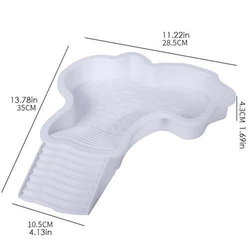 Reptile Bathing Tub Aquarium Ornament | Turtle Soaking Tub with Ladder Turtle Pool Scenery for Gecko, Turtle, Bearded Dragon, Aquatic Climbing Pet, Amphibians - color: White