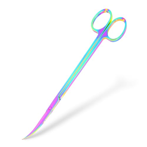 Mandala Crafts Rainbow 10 Inches Curved Aquarium Scissors for Fish Tanks | Extra Long, Rust Resistant Stainless Steel, Trimming Aquatic Plants, Bowls, Terrariums, Freshwater & Saltwater Aquascape - color: Rainbow Curved Scissors, size: 10 Inches
