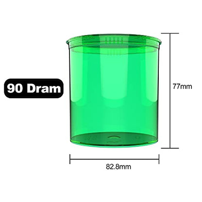 90 Dram CR Plastic Packaging Pop Top Containers - Child Resistant Travel Holder Vial Bottles - 60 qty (Translucent Green) - color: Translucent Green