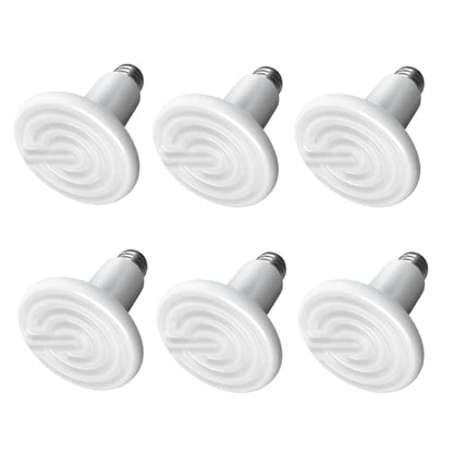 Simple Deluxe Ceramic Heat Emitter 100W 6-Pack Reptile Heat Lamp Bulb No Light Emitting Brooder Coop Heater for Amphibian Pet Snake Turtle & Incubating Chicken, No Harm, Color White - size: 6 Pack, style: White