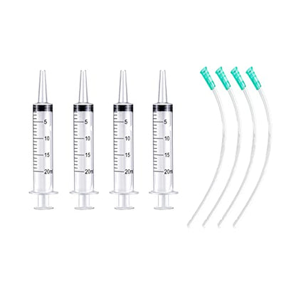 Large Plastic Syringe with Tube, 20ml Syringe with 13inch Tubing for Scientific Labs, Measuring, Watering, Refilling, Filtration, Feeding Pets, Oil or Glue Applicator, 4pcs - size: 4pcs 20ml