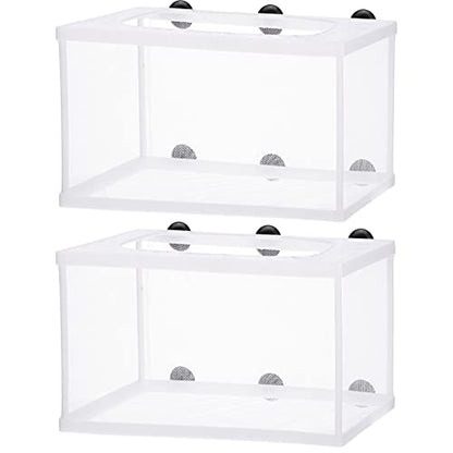 2 Pieces Fish Tank Breeder Net Mesh Breeder Box Fish Hatchery Isolation Separation Net Plastic Frame Fry Hatchery Incubator Mesh Breeding Box with Suction Cup for Aquarium