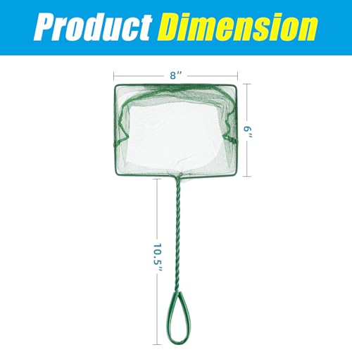 AQUANEAT 8 Inch Aquarium Fish Net, Wastes Skimming Cleaning Tool with Firm Handle for Fish Tanks Small Ponds