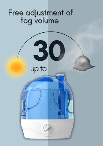 Azeus 2.8L Large Capacity Ultrasonic Cool Mist Humidifier - Powerful Moisture Control for Comfortable Spaces, Lasts up to 30 Hours, Auto Shut-Off (BPA-Free) - color: Light blue