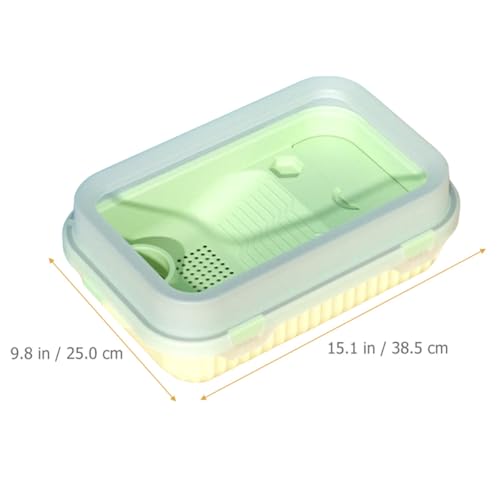 Indoor Tortoise Tank with Plastic Turtle Platform and Drainage System Portable Small Turtle Terrarium for Reptile Habitat Mint Green Basking Area