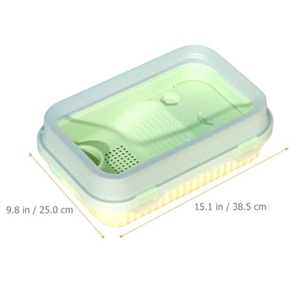Indoor Tortoise Tank with Plastic Turtle Platform and Drainage System Portable Small Turtle Terrarium for Reptile Habitat Mint Green Basking Area