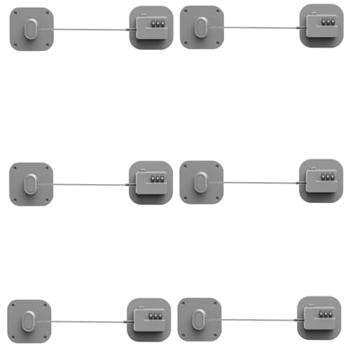 Refrigerator Lock, Combination Lock, Grey, 6-Pack | For Refrigerator Cabinets, For Drawers, Heavy Duty, Easy Install, No Keys Needed - color: Grey-6Pack