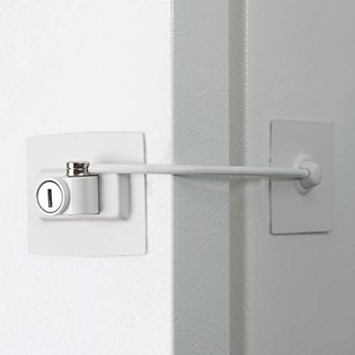 Premium Refrigerator Lock with Built-in Keyed Lock (White) - color: White