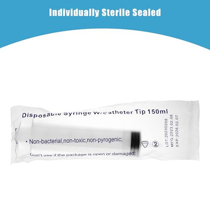 150ml Large Syringes, Individually Sterile Sealed Plastic Syringe for Liquid, Scientific Labs, Measurement, Pet Feeding ,Ink Refilling ,Oil or Glue Applicator(1 Pack) - style: 150ml